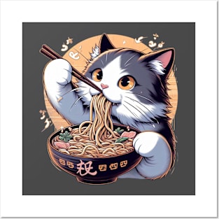 Cute Anime Ramen Cat Posters and Art